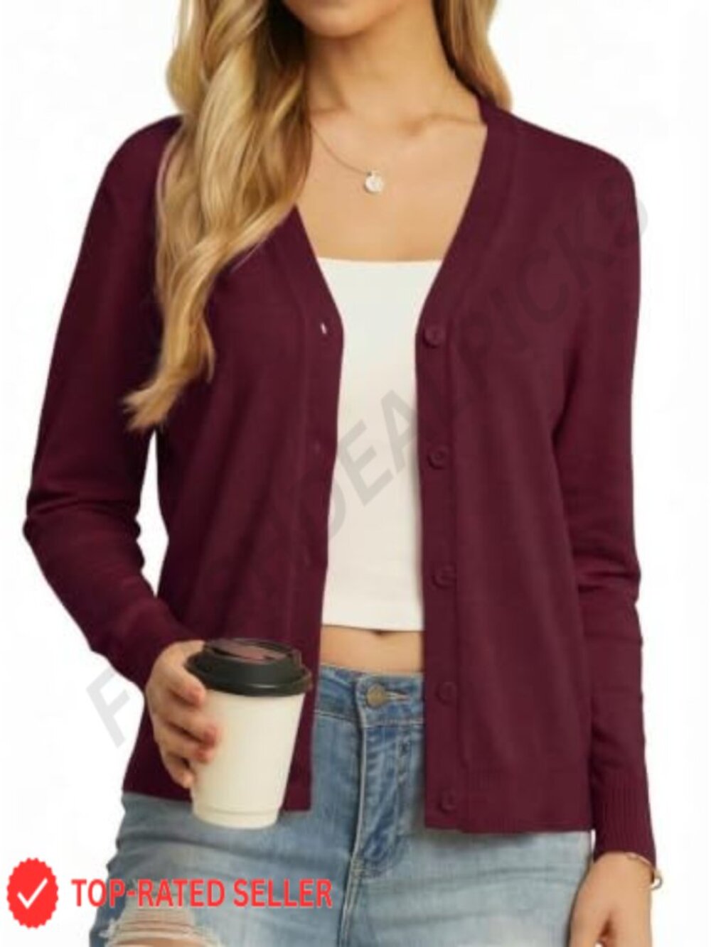 Lightweight V-Neck Button Front Cardigan Sweater